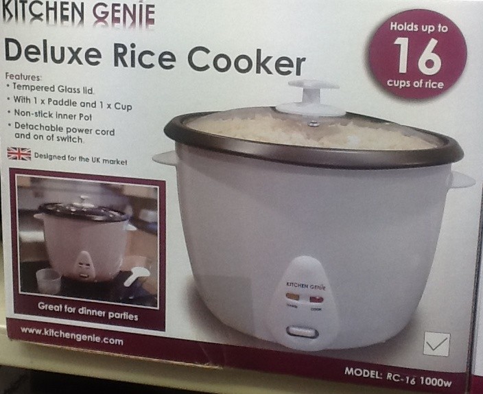 Branded Housewares New Kitchen Genie Deluxe Rice Cooker 16 Cup Capacity