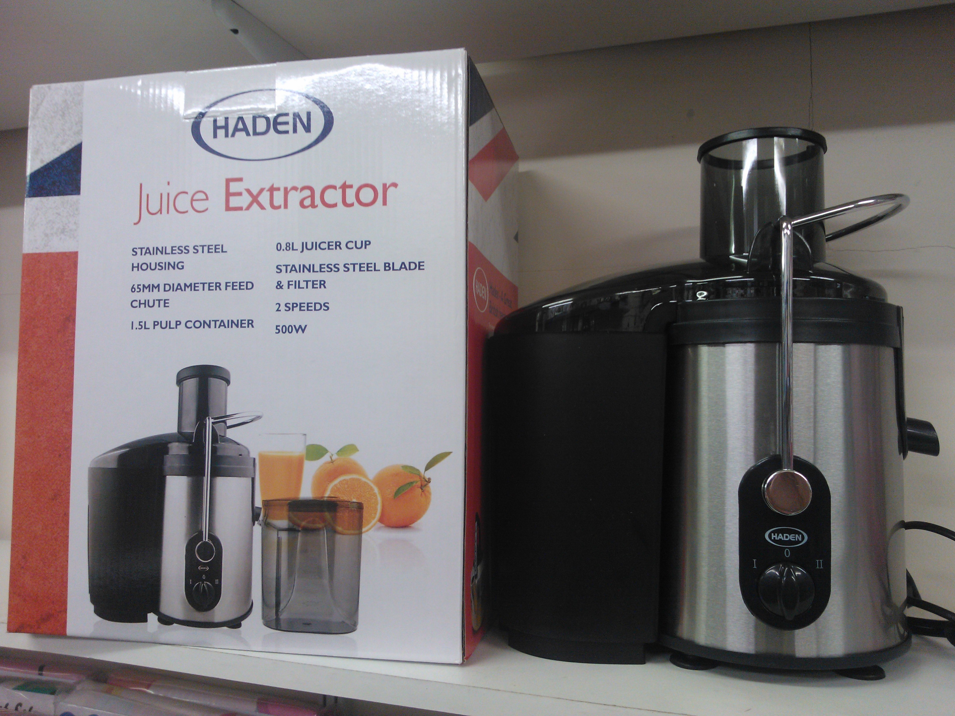 Branded Housewares New Haden Juice Extractor Juicer 500W 1.5 Litre