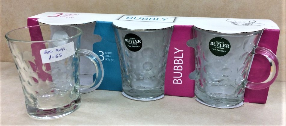 George Butler Pack of 3 Glass Mugs