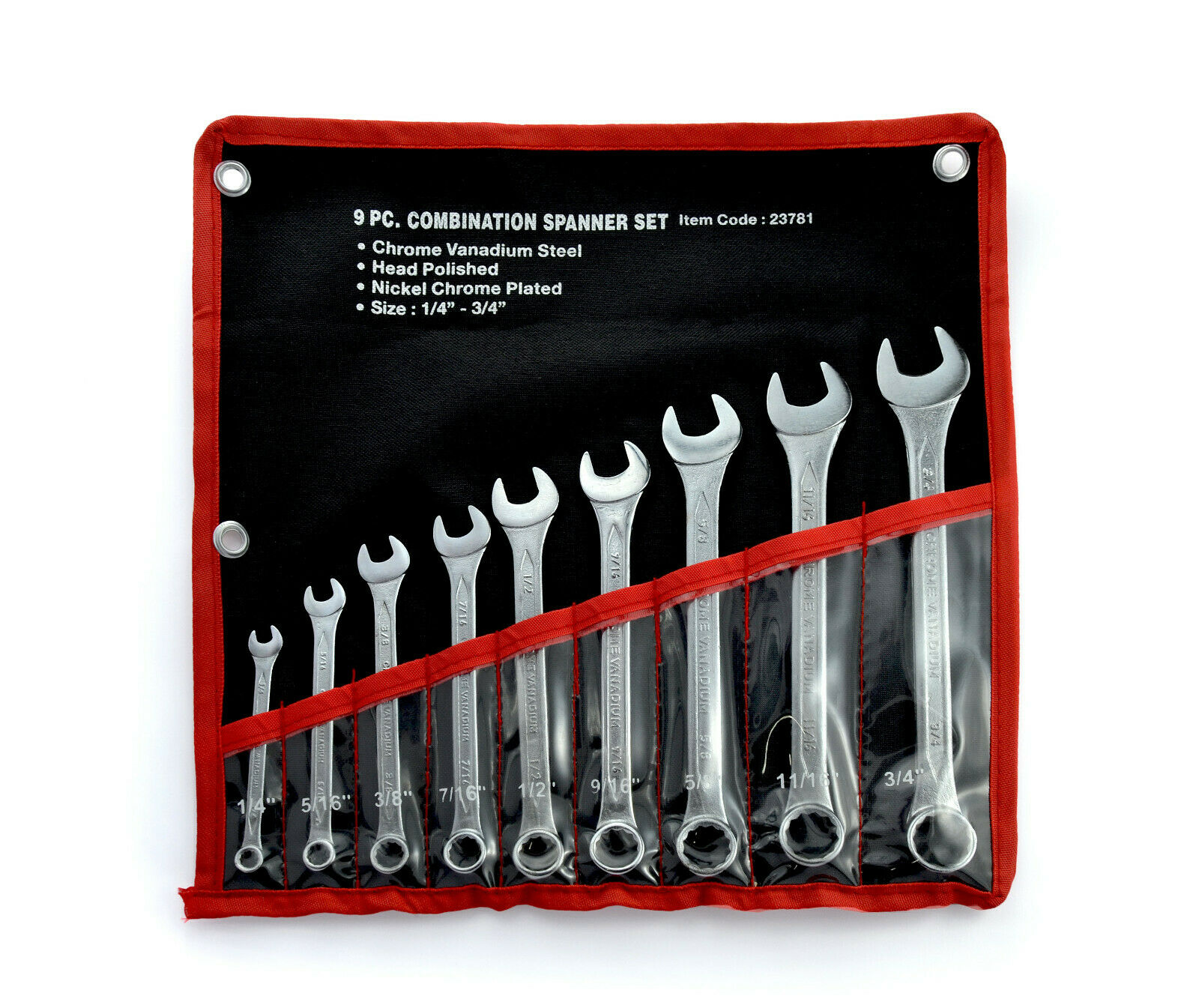 Tools XP 9 Piece SAE Imperial Ring Spanner Tool Roll Kit