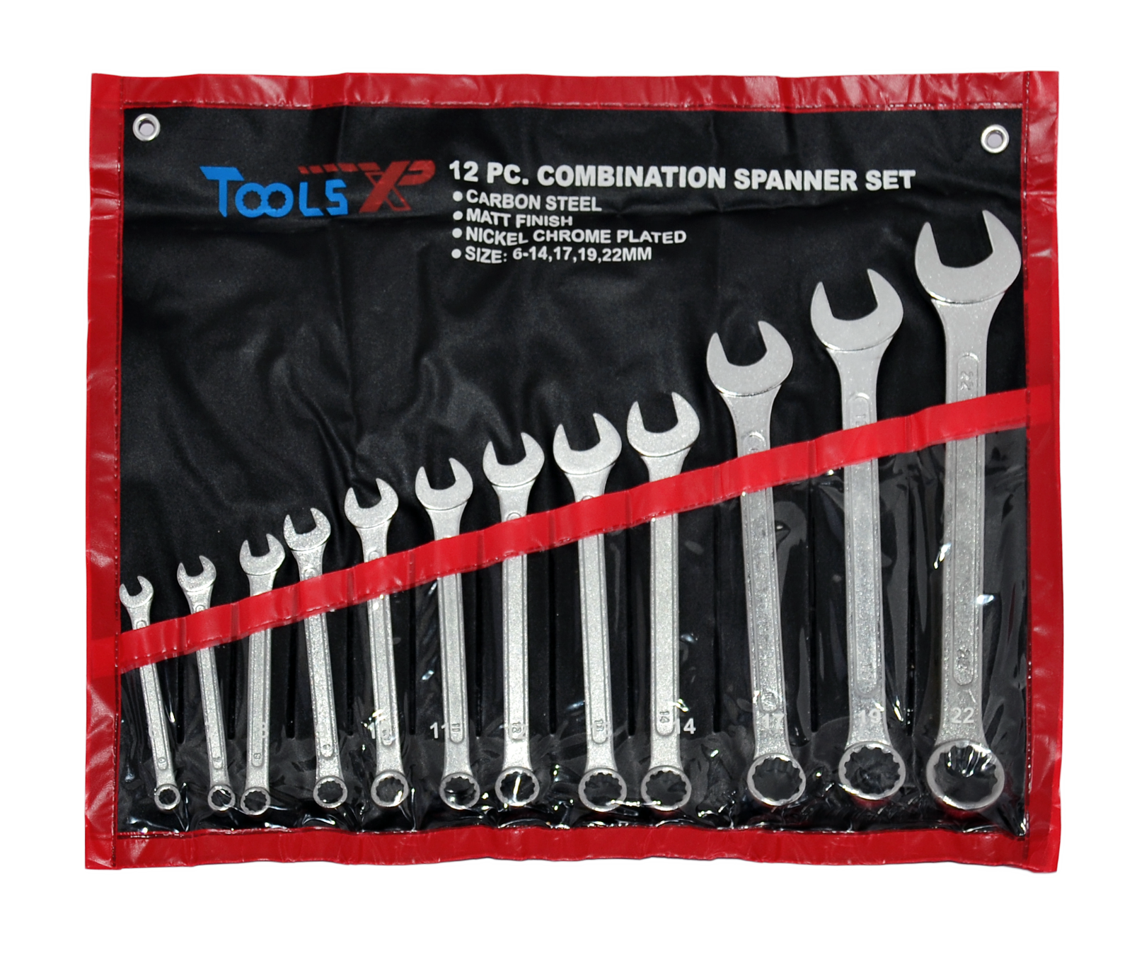 Tools XP 12 Piece Metric Combination Ring Spanner Wrench Set Tool Roll 6-22mm