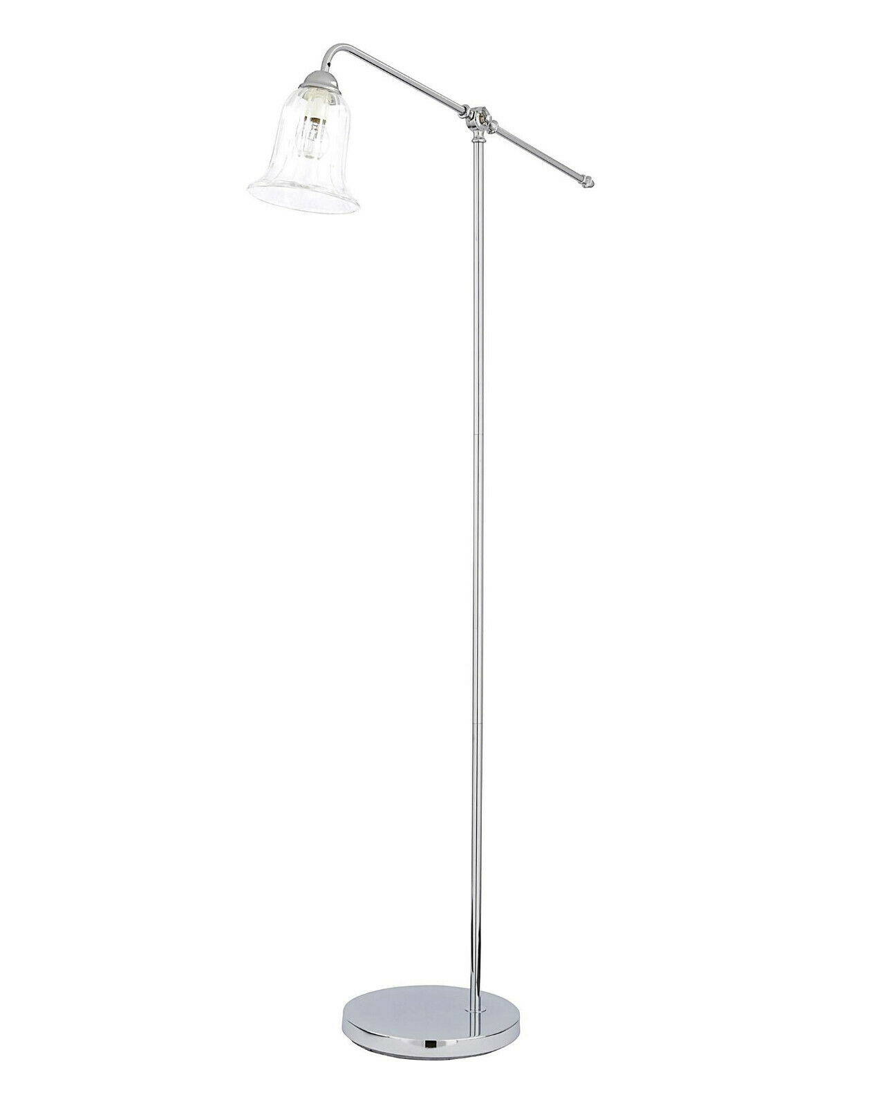 Chelsea Modern Chrome Floor Lamp With Clear Cut Glass Shade Light NV694