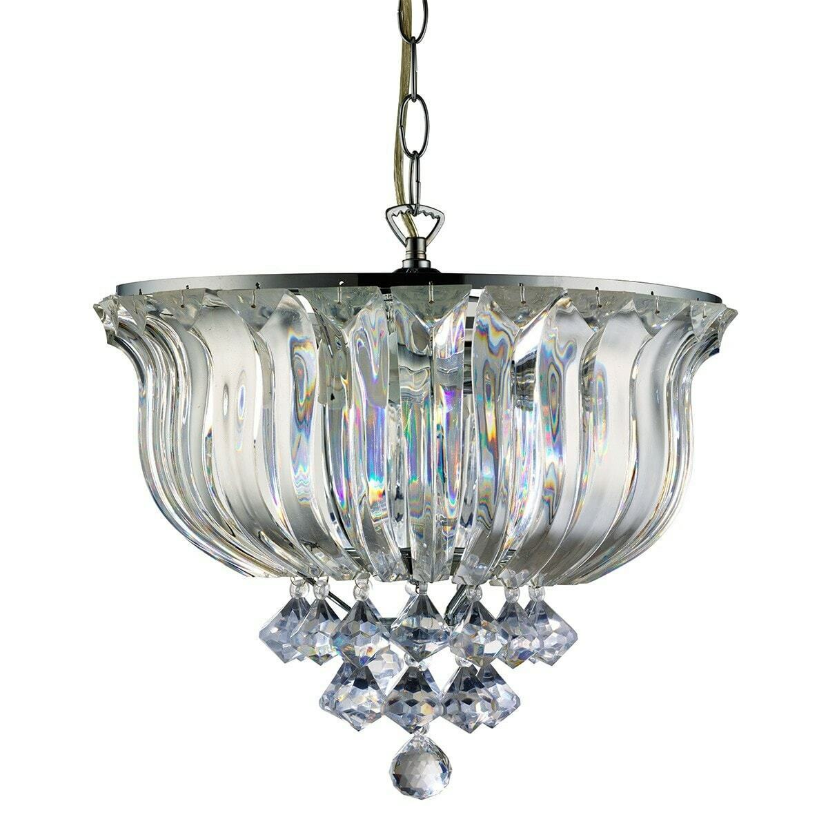 Lighting Collection 600101 Clear Acrylic Pendant Ceiling Light Sparkle 2 Light