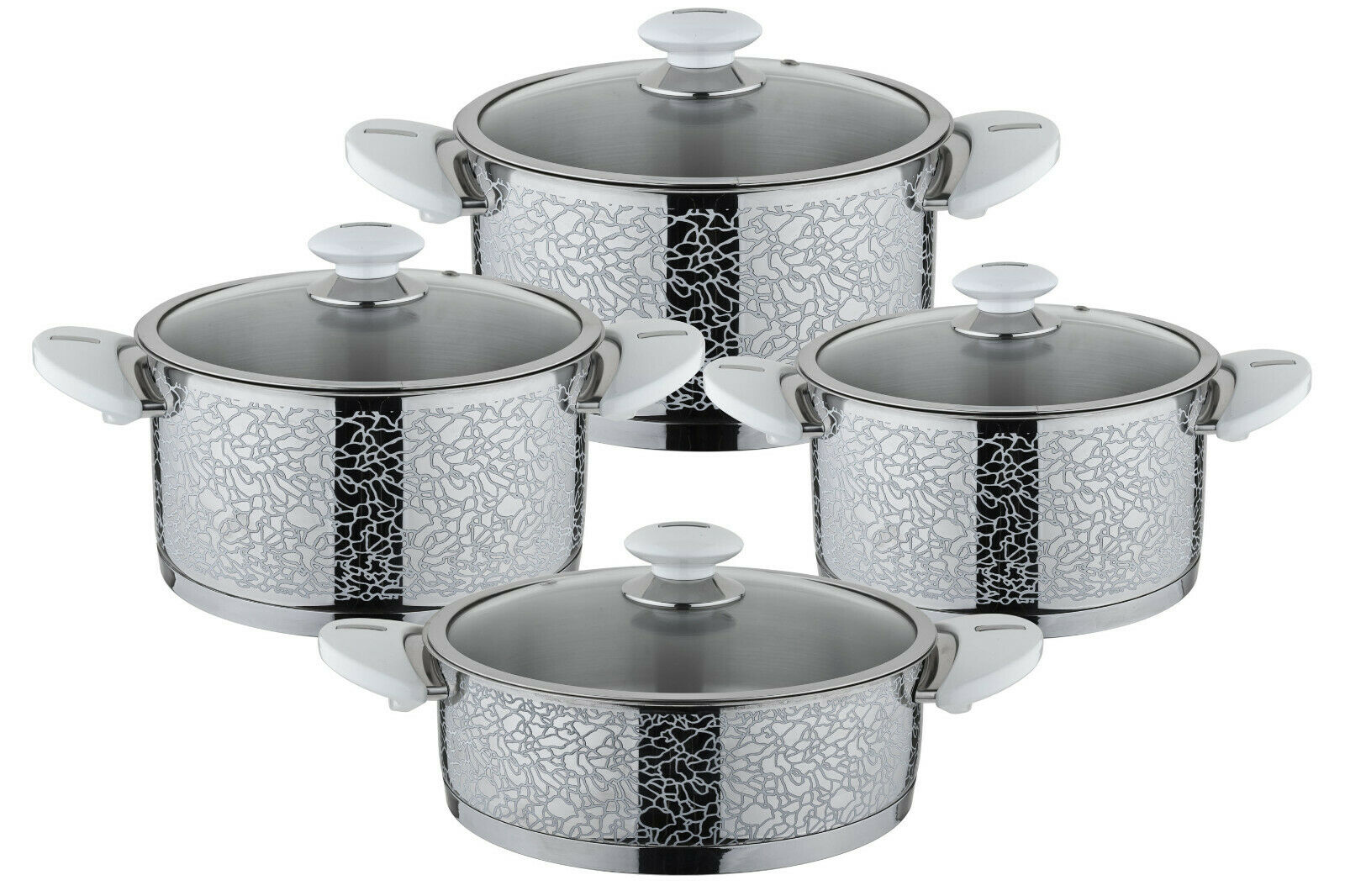 O.M.S. 8 Piece Commercial Professional Cookware Stock Pot Set 18/10 S/Steel 1027
