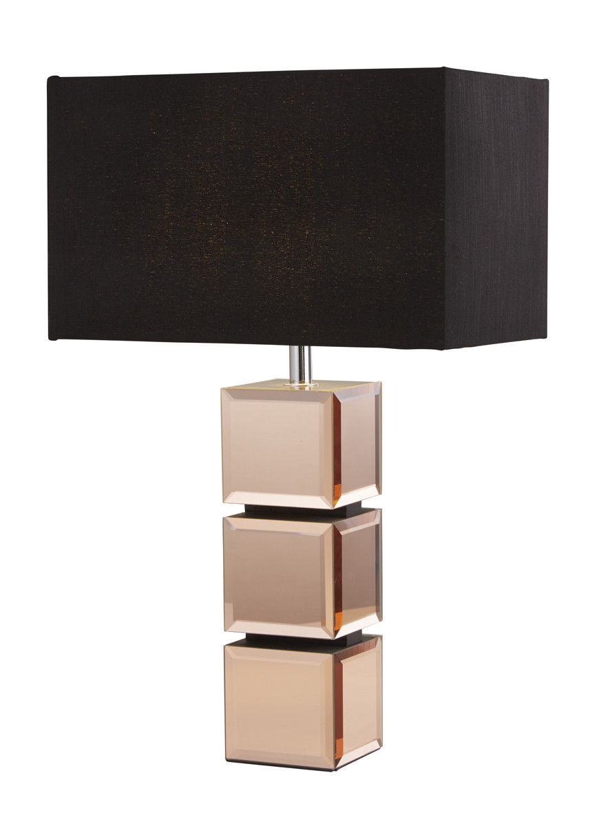Searchlight 92804-A Rose Gold Mirror Cube Table Lamp