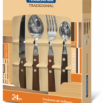 24 Piece Cutlery Set Wooden Handles