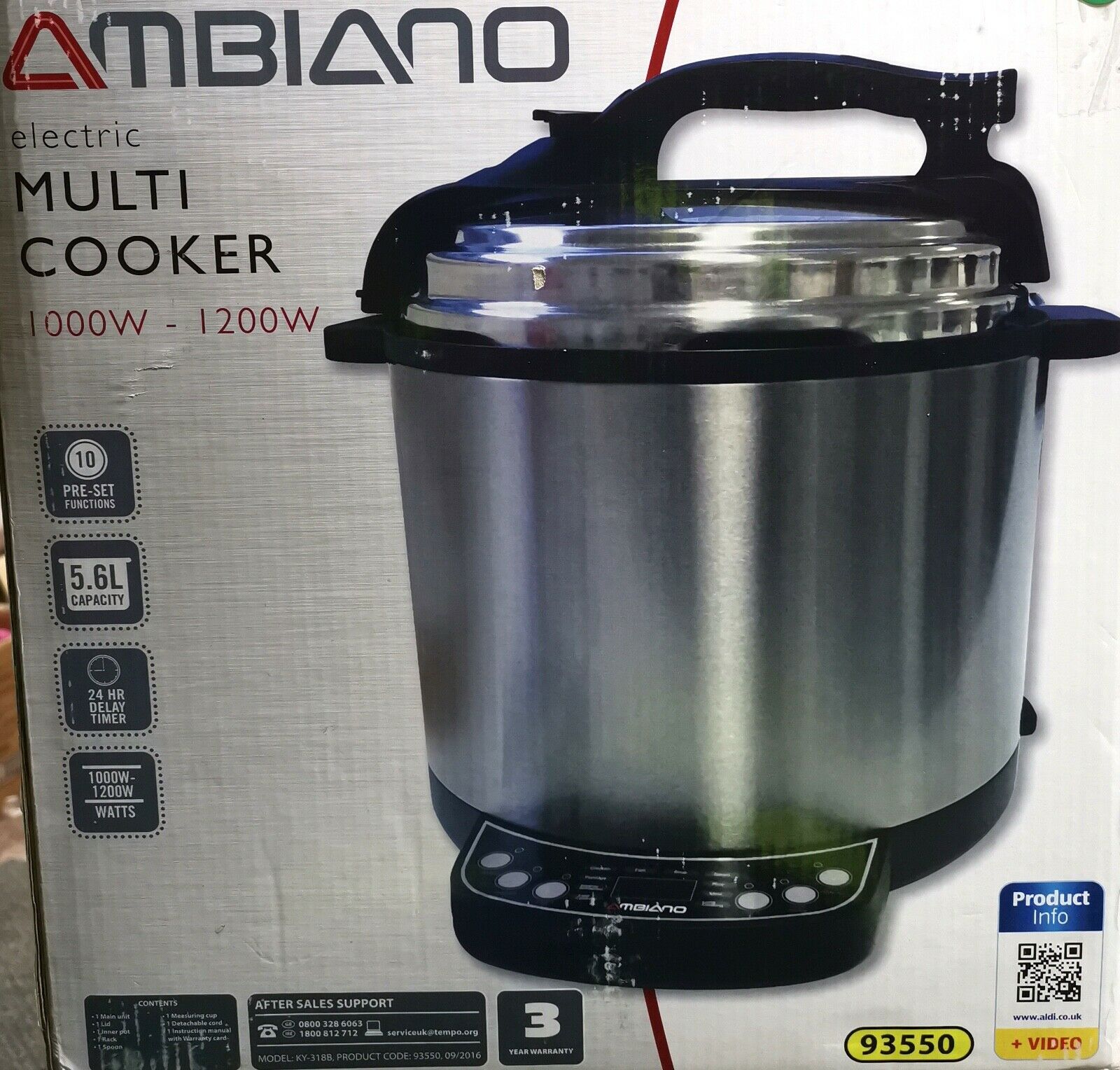 Ambiano Electric Multi-cooker 5.6L 10 Functions 93550- Raw Returns Wholesale Stock