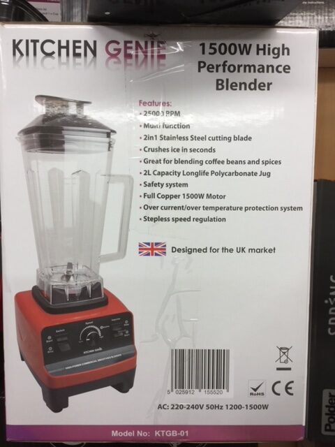Kitchen Genie 1500W High Performance Blender- Crushes Ice- New Stock