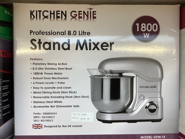 NEW Stand Mixers/Food Mixers- Kitchen Genie Stand Mixers Grey- Brand New wholesale Stock